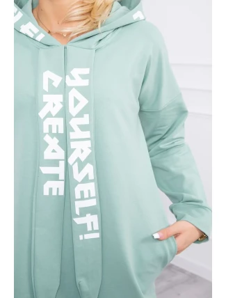 Oversize šaty s kapucňou tmavo mätové