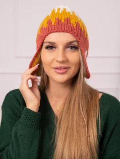 Dámska čiapka Nikol K405 biela+horčicová+červená