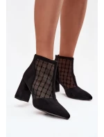 Botki Damskie Na Słupku Z Siateczką D&A LZ52-944 Czarne