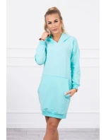 Šaty s kapucňou v mätovej farbe