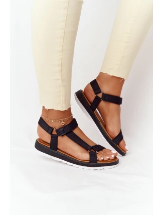 Damskie Sandały Na Gumowej Podeszwie Czarne Stranger