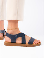 Módne modré sandále na podpätku pre ženy