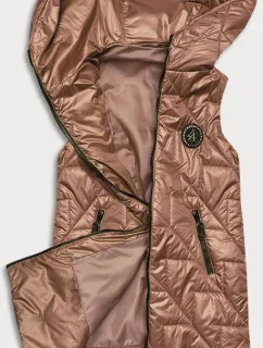 Prešívaná dámska vesta v karamelovej farbe (B8127-14)