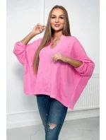 Mušelínová blúzka s vyhrnutými rukávmi tmavo ružová Mušelínová blúzka s vyhrnutými rukávmi tmavo ružová