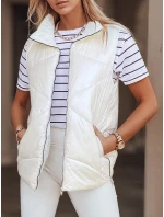 Dámska prešívaná vesta so stojačikom krémová FashionStreet TY3042 Dámska prešívaná vesta so stojačikom krémová FashionStreet TY3042