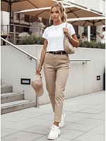 Dámske bavlnené slim fit nohavice s opaskom TAIRONIK tmavo béžové FashionStreet UY2545 Dámske bavlnené slim fit nohavice s opaskom TAIRONIK tmavo béžové FashionStreet UY2545