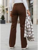 Dámske džínsy s vysokým pásom a širokými nohavicami hnedé FashionStreet UY2877 Dámske džínsy s vysokým pásom a širokými nohavicami hnedé FashionStreet UY2877