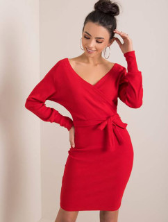 Červené dámske šaty so skladaným obálkovým výstrihom Rue Paris (5297-09)
