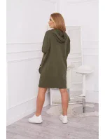 Kaki šaty s kapucňou