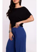 B289 Viskózové nohavice s elastickým pásom - modré