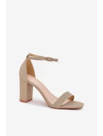 Błyszczące Sandały Damskie Na Słupku Złote Kavina