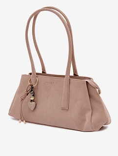 Eko semišová kabelka s přívěskem Béžová Nelina