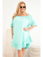 Dámske plus size bavlnené šaty s volánom mint Dámske plus size bavlnené šaty s volánom mint