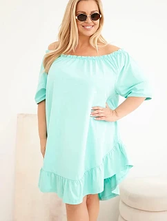 Dámske plus size bavlnené šaty s volánom mint