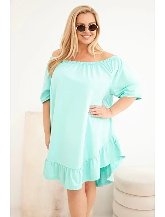 Dámske plus size bavlnené šaty s volánom mint Dámske plus size bavlnené šaty s volánom mint