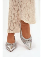 Dámské sandály s pletením na klíně stříbrné Nivorra