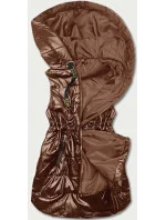 Lesklá vesta s kapucňou v karamelovej farbe (B8131-14) Lesklá vesta s kapucňou v karamelovej farbe (B8131-14)