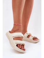 Piankowe Klapki Damskie Z Rzepami Big Star RR274A529 Beżowe
