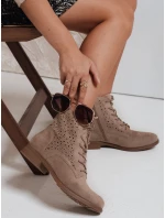 Dámske béžové šnurovacie čižmy FashionStreet ZY1045