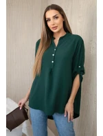 Blúzka s predĺženým zadným dielom tmavozelená