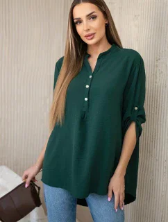 Blúzka s predĺženým zadným dielom tmavozelená