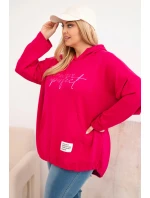 Dámska mikina s kapucňou Plus Size s fuchsiovou potlačou Dámska mikina s kapucňou Plus Size s fuchsiovou potlačou