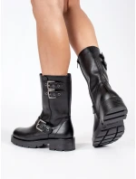 Praktické čierne dámske členkové topánky na platforme Praktické čierne dámske členkové topánky na platforme