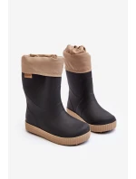 Dziecięce Kalosze Z Ocieplaczem Snow Wave Gokids 981 Czarno-Beżowe