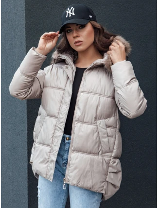 Dámska zimná bunda s kapucňou STELLAR beige FashionStreet TY4494 Dámska zimná bunda s kapucňou STELLAR beige FashionStreet TY4494