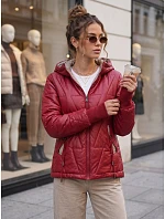 Dámska prešívaná prechodná bunda s kapucňou, vínová, FashionStreet TY5785 Dámska prešívaná prechodná bunda s kapucňou, vínová, FashionStreet TY5785