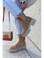 Modne Zamszowe Botki Z Wycięciem Camel Lemar Forget Me