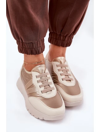 Buty Sportowe Damskie Na Platformie Vinceza 58510 Złote