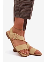 Dámské sandály na ploché podrážce se zlatou přezkou Žluté Verissea