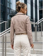 Dámska bunda v štýle Ramones s koženým opaskom, béžová, FashionStreet TY5719 Dámska bunda v štýle Ramones s koženým opaskom, béžová, FashionStreet TY5719