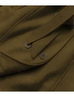Dámsky khaki kabát s kožušinou (JC241)