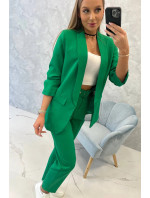 Elegantný set saka a nohavíc v zelenej farbe