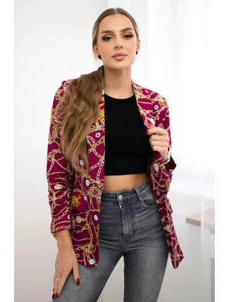 Bavlnená bunda s farebnou potlačou tmavo fialová Bavlnená bunda s farebnou potlačou tmavo fialová