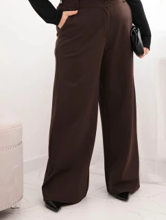 Dámske Plus veľkosť široké nohavice s elastickým pásom Brown