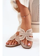 Klasyczne Klapki Damskie Płaskie Beżowe Scazze