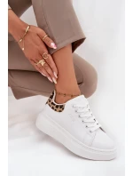Sneakersy Damskie Na Platformie Big Star SS274247 Białe Panterka