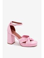 Dámské sandály na podpatku s imitací semiše růžové Rosetta