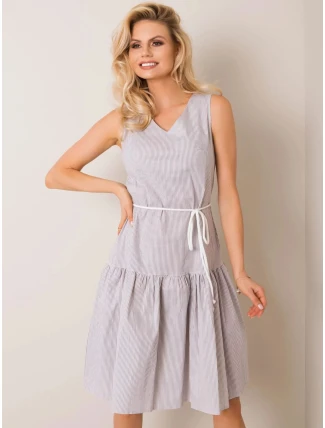 Dámske prúžok šaty LK SK-508215.30P biela šedá - FPrice