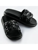 Čierne dámske šľapky so zapleteným pásikom (XA-137)