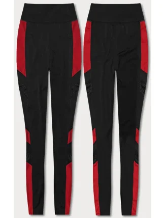 Čierno-červené športové legíny so vsadkami pozdĺž nohavíc (Y6841) Čierno-červené športové legíny so vsadkami pozdĺž nohavíc (Y6841)