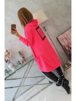 Bunda oversize s kapucňou ružová neónová