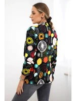 Bavlnená bunda s farebnou potlačou čierna