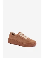 Semišové tenisky s kožušinovým šnurovaním Kobbo 79655 Camel Semišové tenisky s kožušinovým šnurovaním Kobbo 79655 Camel