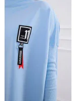 Oversize mikina s asymetrickými bokmi modrá