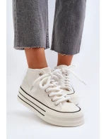 Trampki Damskie Na Platformie Białe Aineri