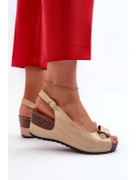 Damskie Lekkie Sandały Na Koturnie Comfort Shoes Beżowe Efravia
